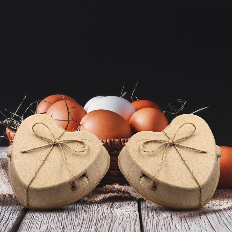 40pcs Heart-Shaped Easter Egg Cardboard Boxes with Handles Reusable Paper Basket Containers for Storing Eggs Holder Refrigerator