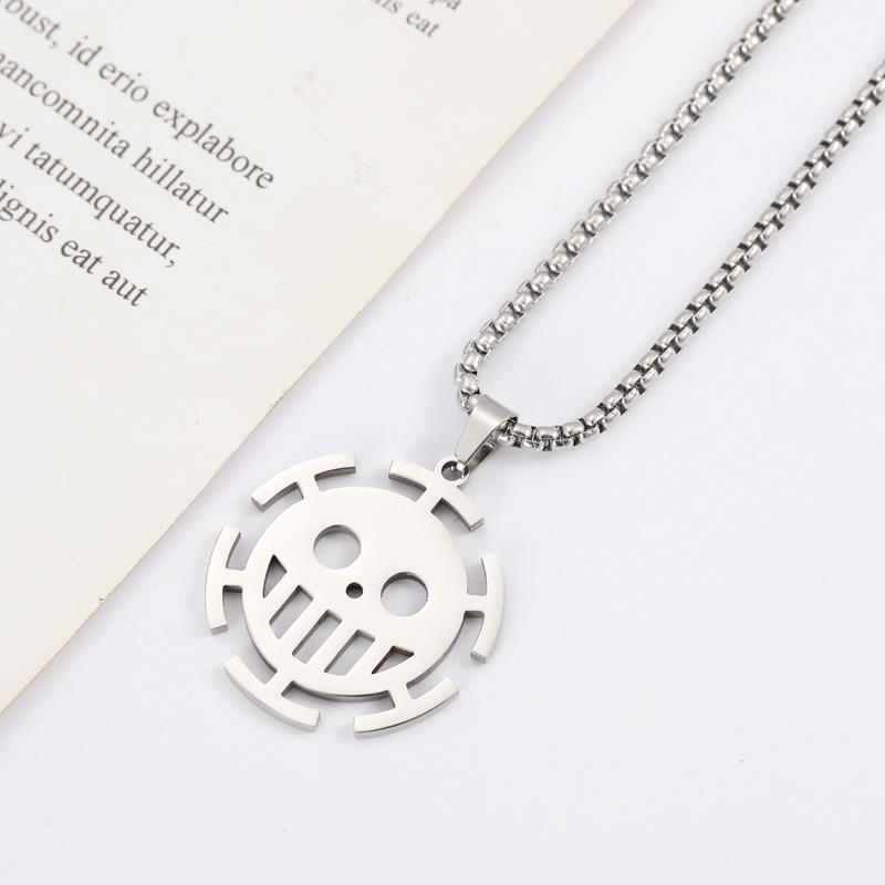 Cartoon Pirate Pendant Necklace High-Value Kawaii Stainless Steel Anchor Ship Charm Chain Nautical Jewelry for Women Fans Gift