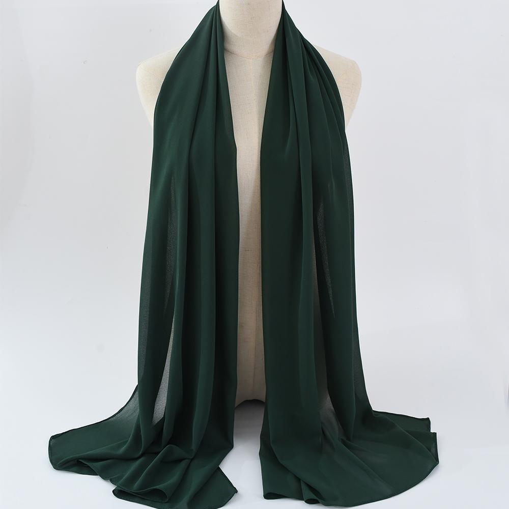 Fashion Pearl Chiffon Hijab Shawls Of Muslim Women Solid Color Head Wraps Scarf For Ladies