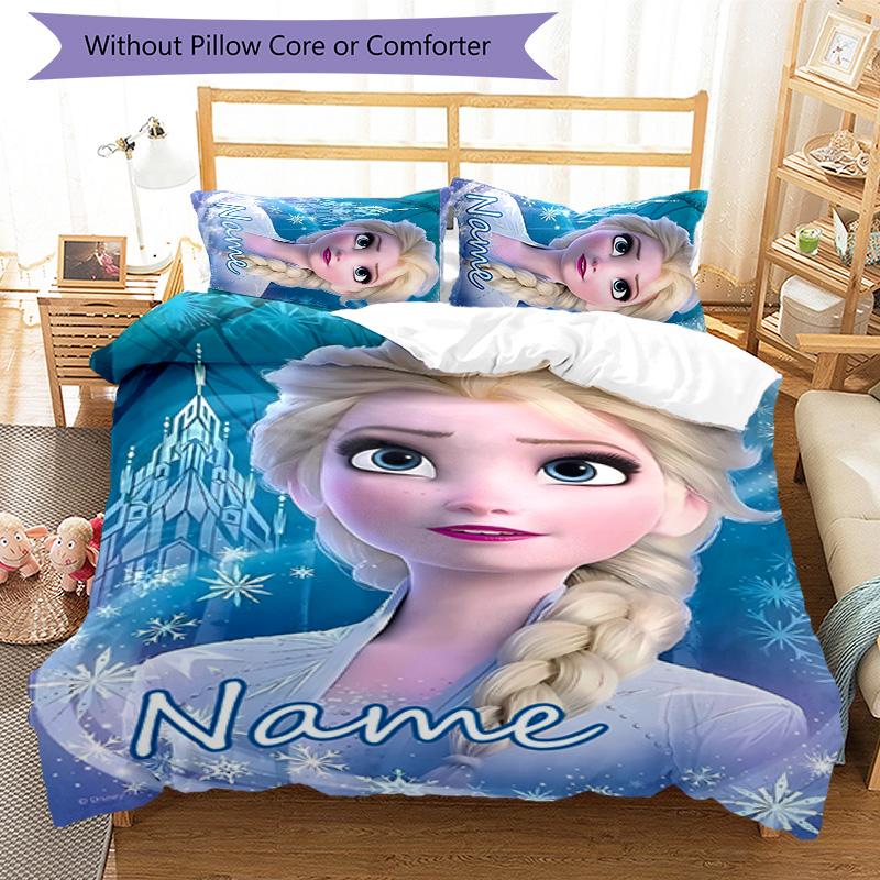 3pcs Frozen8 Cover Set - Personalized Name, HD Printed Bedding with 1 Cover and 2 Pillowcases - Perfect for Home Decor, Easy Care