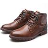 Botas vintage de moda para hombre, zapatos de otoño-invierno 2024, botas de cuero de alta calidad con cremallera lateral, botines para hombre, talla grande 39-48