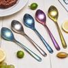 Pure Titanium Long Handle Dessert & Coffee Cutlery Set – Spoon, Fork, Knife with Crystal Ice Flower Design