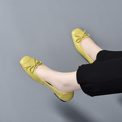 Flache Damen Frühling und Sommer Schleife Ein-Pedal Ballerinas Flache Sohle Sanfter Wind