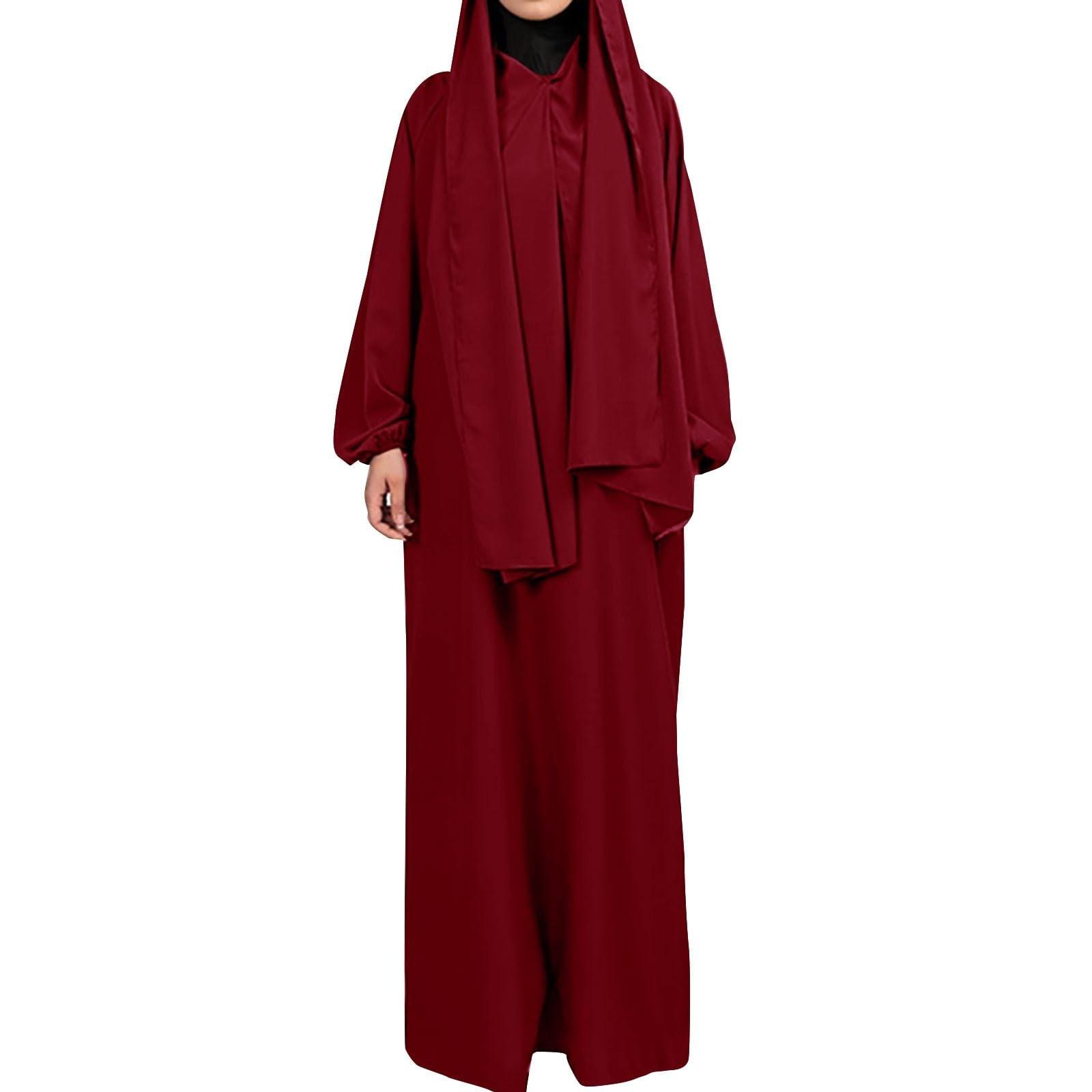 

Мусульманские женские однотонные халаты повседневные платья с длинным рукавом и завязкой на талии S винный