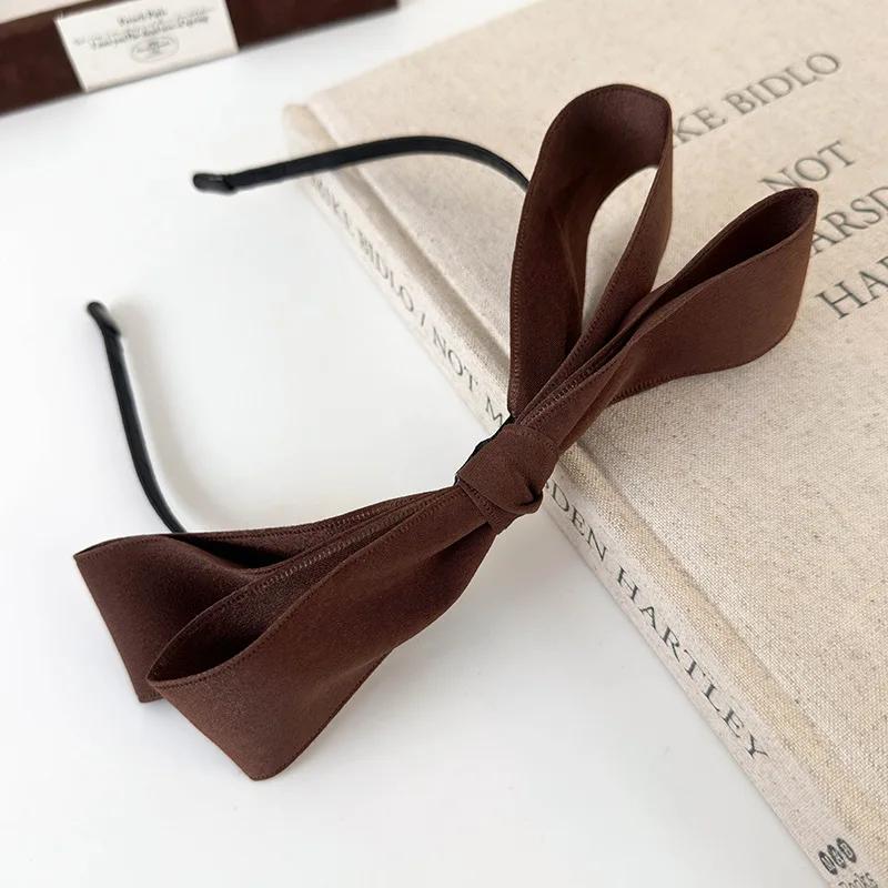 Big Bow Hair Hoop Girls Sweet Simple Headbands for Woman Temperament Hair Band Satin Double Bow Hair Band Fashion Headdress Gift