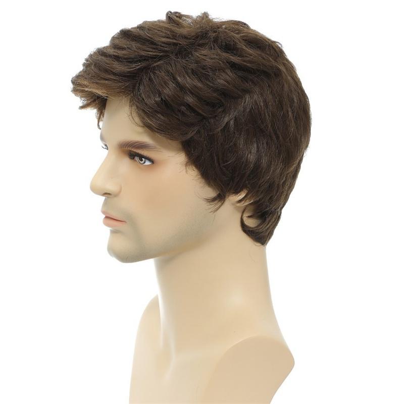 GNIMEGIL Synthetic Wigs Man Guy Short Curly Black Wigs for Men Natural Hairstyle Wig with Bangs Father Wig Gifts for Grandpa