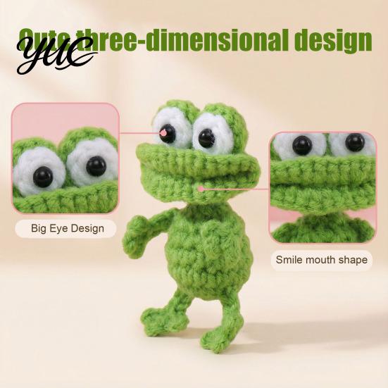 Healing Desk Ornament Hand?Crocheted Ugly Frog Keychain, Handmade Crochet Bag Charm Pendant, Unique Stuffed Toy Multi?use Desktop Ornament,
