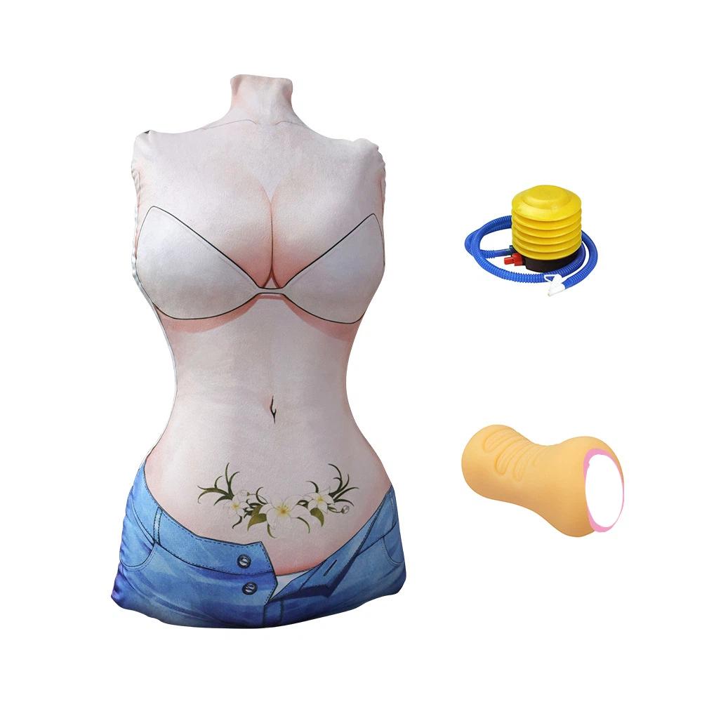 Men's Inflatable Pillow Sex Doll PVC Mold Animation Style Fun Auxiliary Props Masturbation Cup Erotic Adult Sex Toy