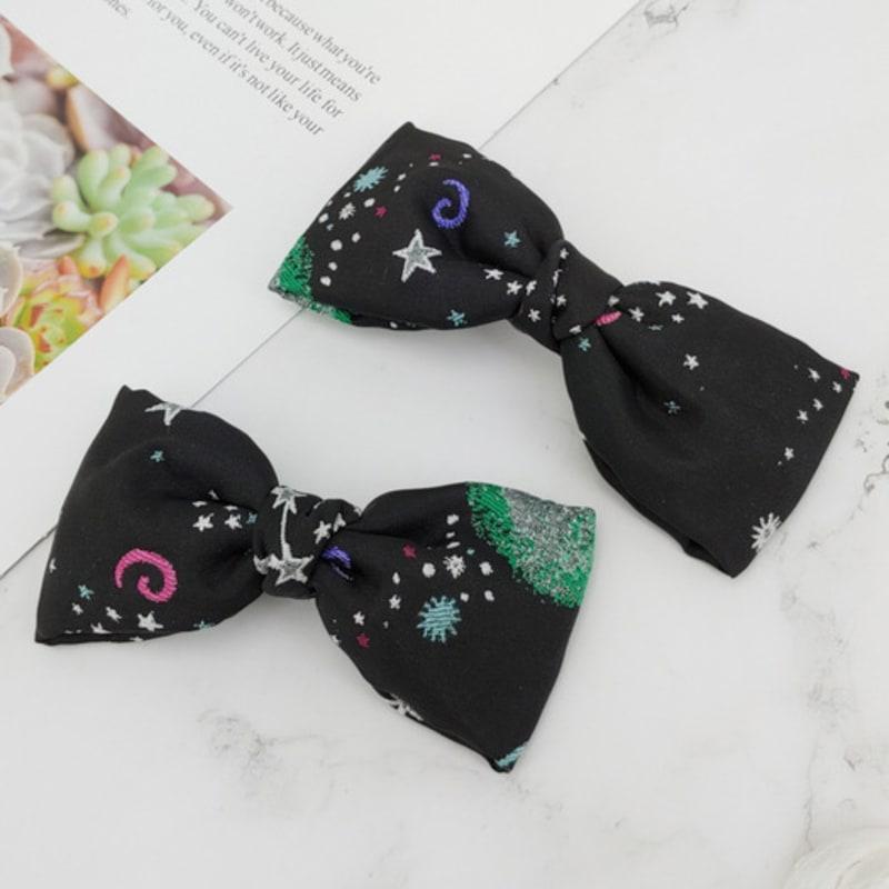 MAIA Milky Way Star Jacquard Hair Ribbon Pin - Green