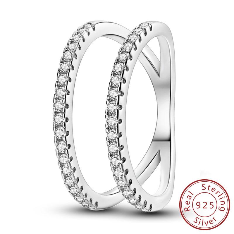 New Original 925 Sterling Silver Rings Stackable Infinite Silver Zircon Ring For Women Wedding Anniversary Birthday Jewelry Gift