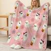 Soft Flannel Throw Blanket Cartoon Ghost Pattern, Lightweight Non-Bulky, Skin-Friendly Cozy Throw for Home, Christmas & Halloween