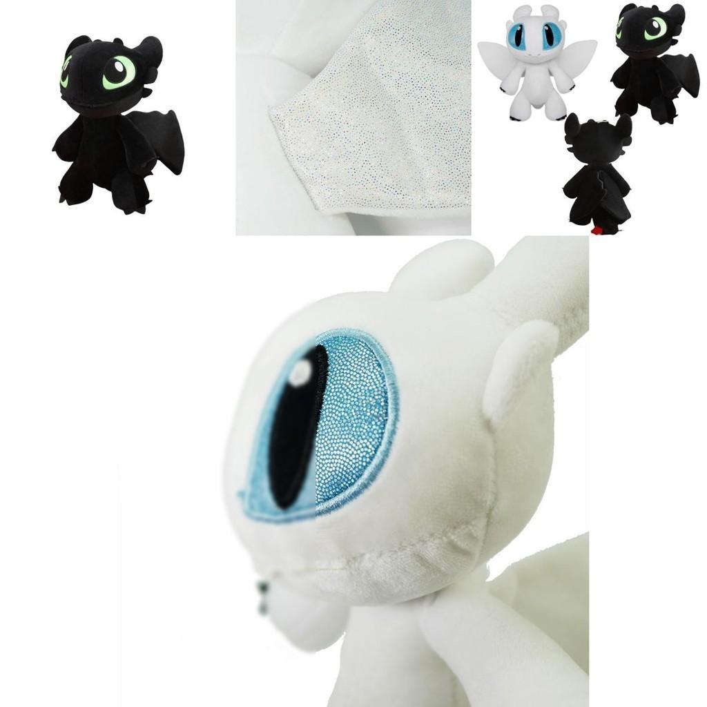 Dynamic Night Fury And Light Fury Plush Toys For Dragon Lovers Black And White Dragon Dolls