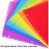 Dividers for 3 Ring Binder, 8 Tab Vibrant Colors 3 Sets 24 Pcs Plastic Binder Dividers with Tabs, 3 Hole Punched Tab Dividers Letter Size for School