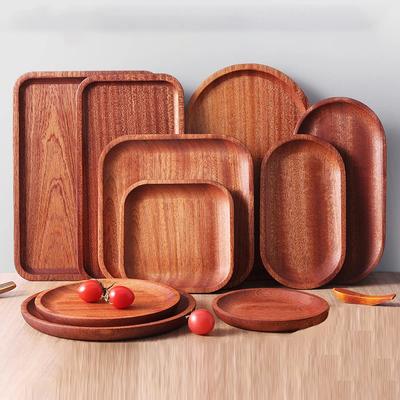 Wood Plate Solid Wood Dinner Plates Unbreakable Tableware for Kitchen Dishes Snacks Fruit Tray Dessert Serving