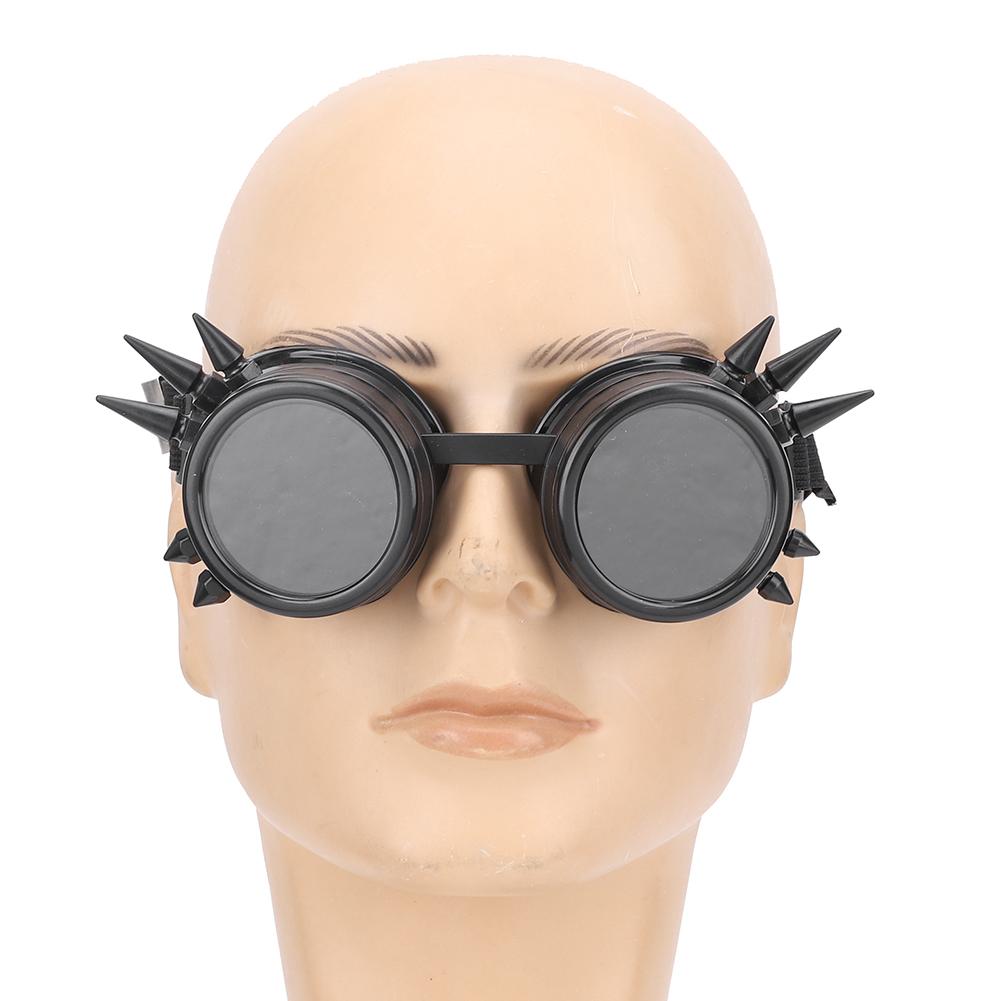 ABS Industrial Vintage Spiked Steampunk Unique Goggles Cycling Glasses Double Layer Windproof SunglassesBlack
