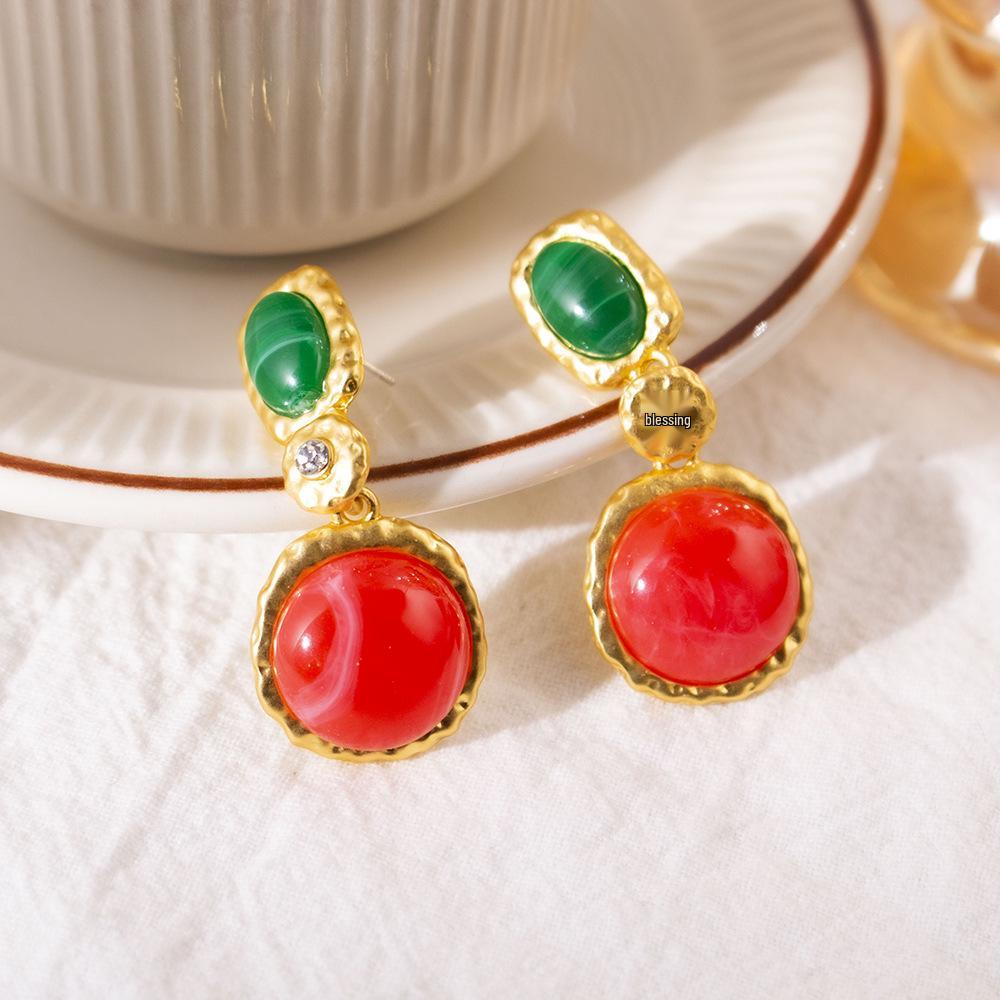 

Вінтажні геометричні сережки-пусети зі стразами - Ретро придворний стиль, Нішевий дизайн, Легка розкіш, Високий клас