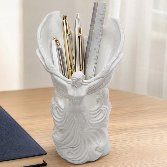 Angel Fairy Pen Holder 3D Printed Cosmetic Organizer Cute Makeup Brush Cup