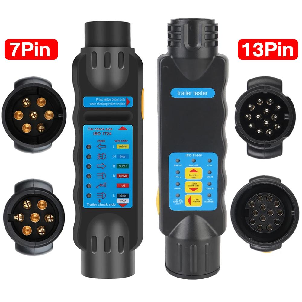12V 7/13Pin Car Towing Light Tester Trailer Plug Socket Diagnostic Tools Caravan Towing Tow Bar Light Wiring Test Accessories