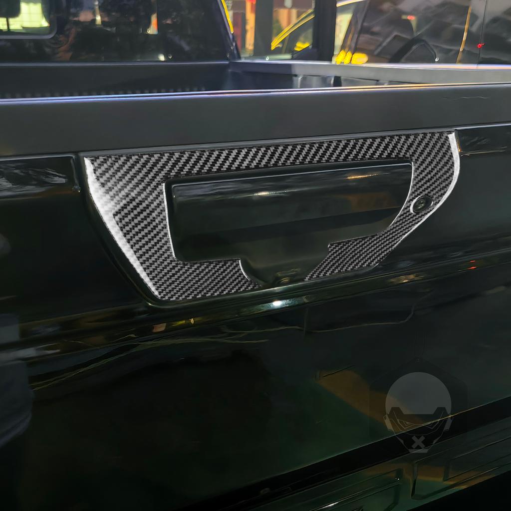 For Ford F150 Raptor 2015- Real Carbon Fiber Car Rear Door Cover Switch Trunk Handle Trim Stickers Exterior