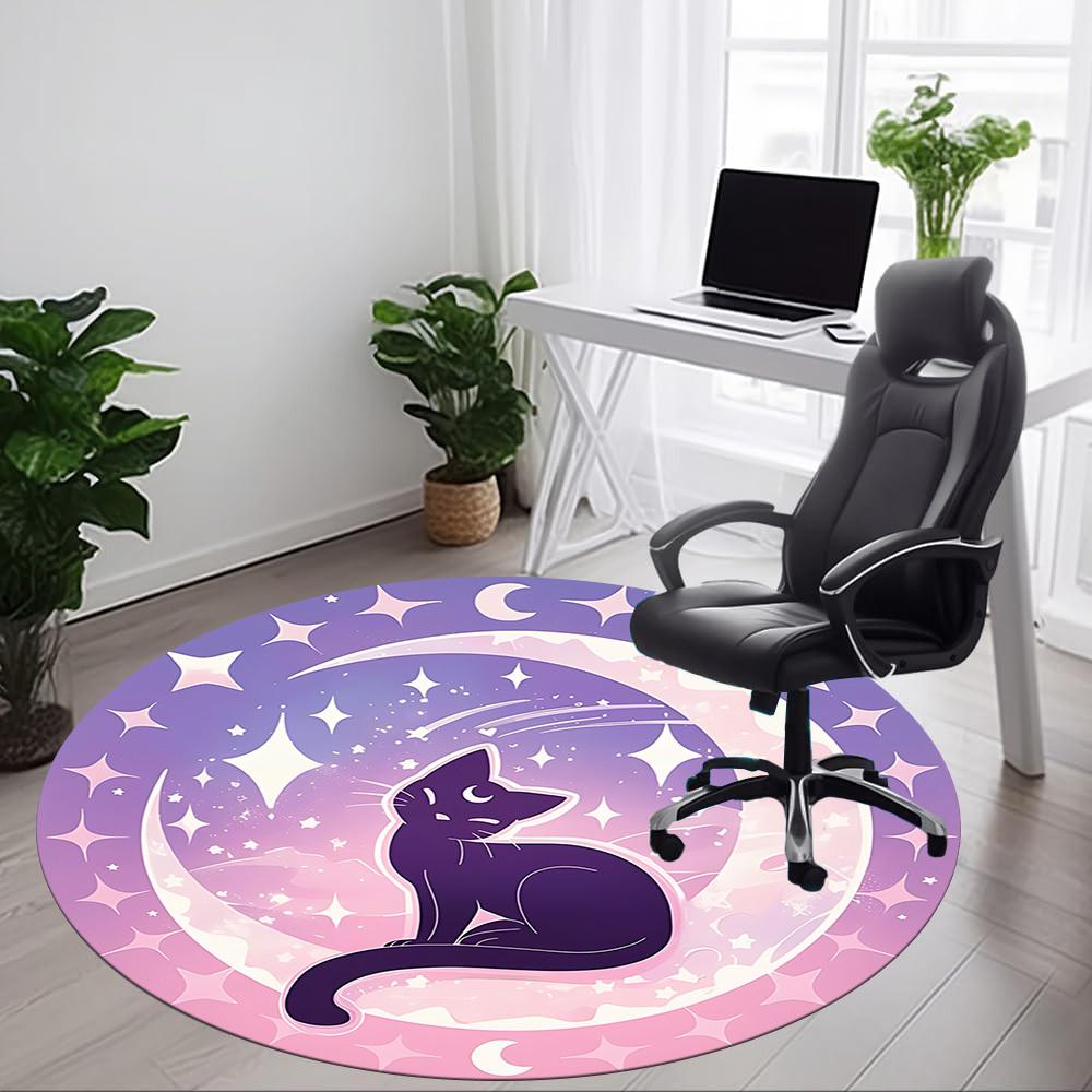 1pc Sailor Moon Cat Office Round Area Rug, Indoor Mat Suitable For Office, Under Office Chairs Bedroom Living Room Home Decor, Room Deco