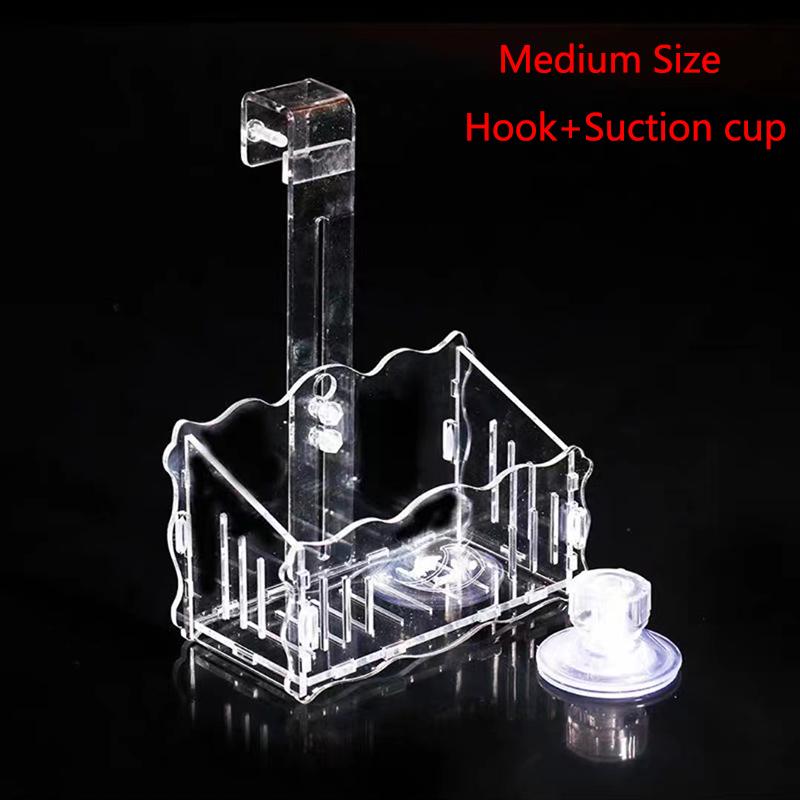 Hängendes Aquarium Kristall Acryl Topf Polka Aquarium Dekoration Wasserpflanzung Zylinder Tasse Futterzubehör mit Saugnapf