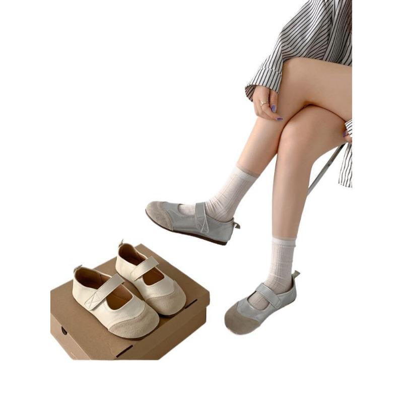 Retro Flat Bottom Shallow Mouth Single Shoes Women's New Autumn with Skirt Soft Sole Mary Jane Shoes Little White Shoes Women