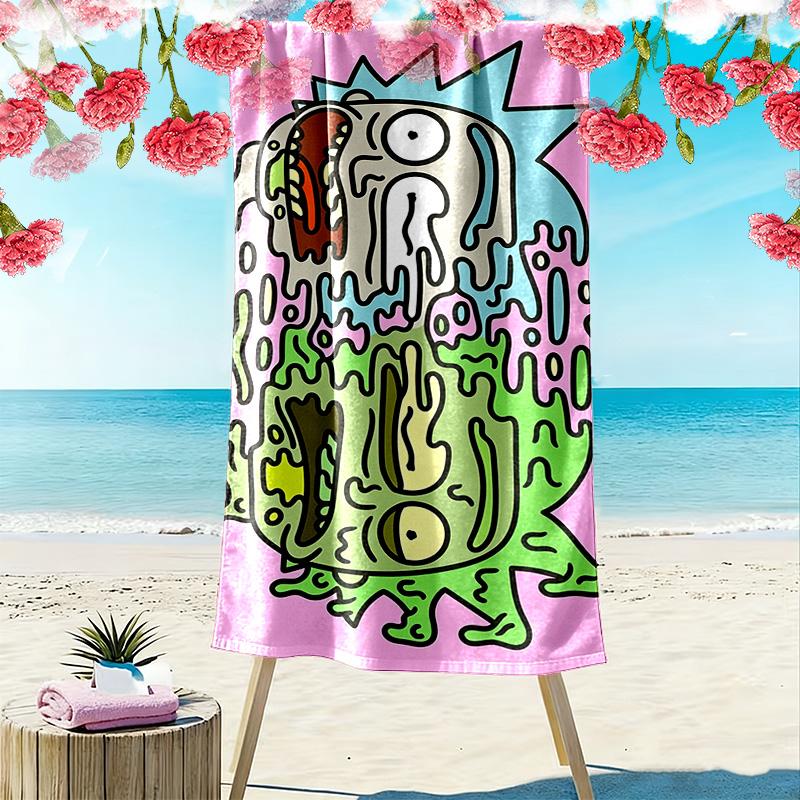 Rick and Morty Print Beach Towel, Large Soft Quick Dry Towel for Beach Camping Swimming