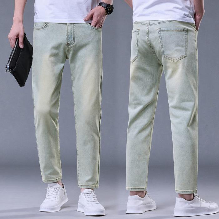 

New Spring and Summer Men s 9-point Jeans Stretch-fitting Small Straight Nine-point Trousers 28