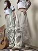 Korean Retro Style Loose Fit Wide Leg Work Pants