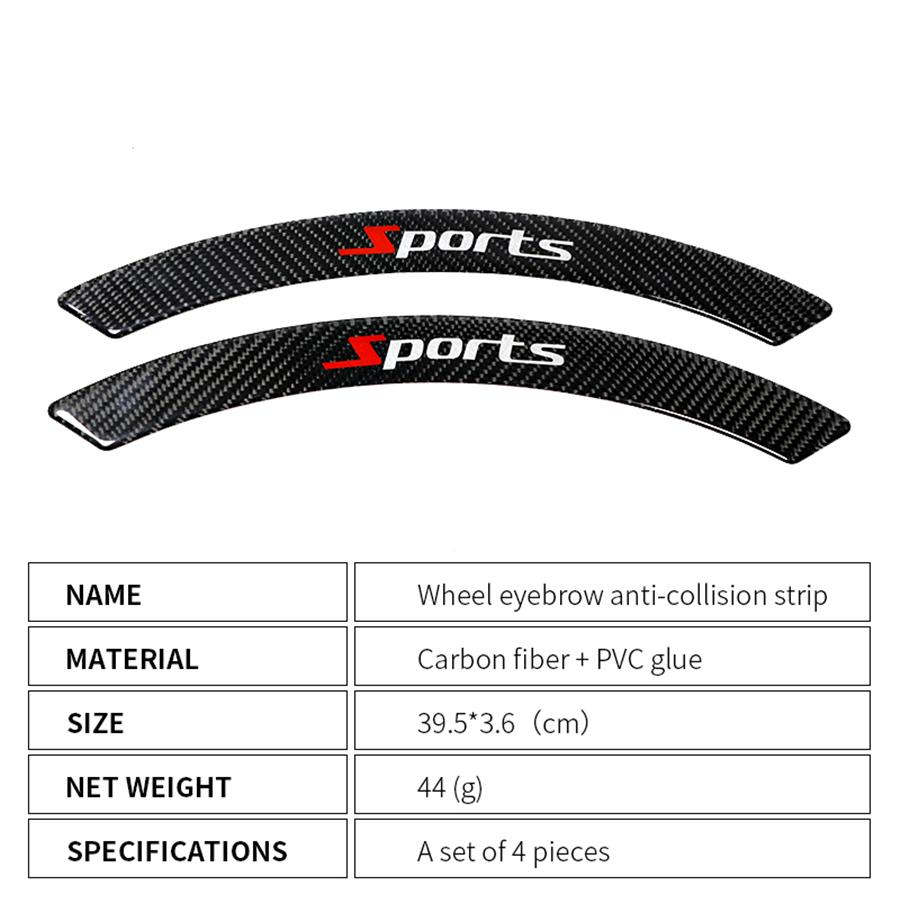4x Carbon Fiber Fender Flares Arch Wheel Eyebrow Protector Stickers Sports Style