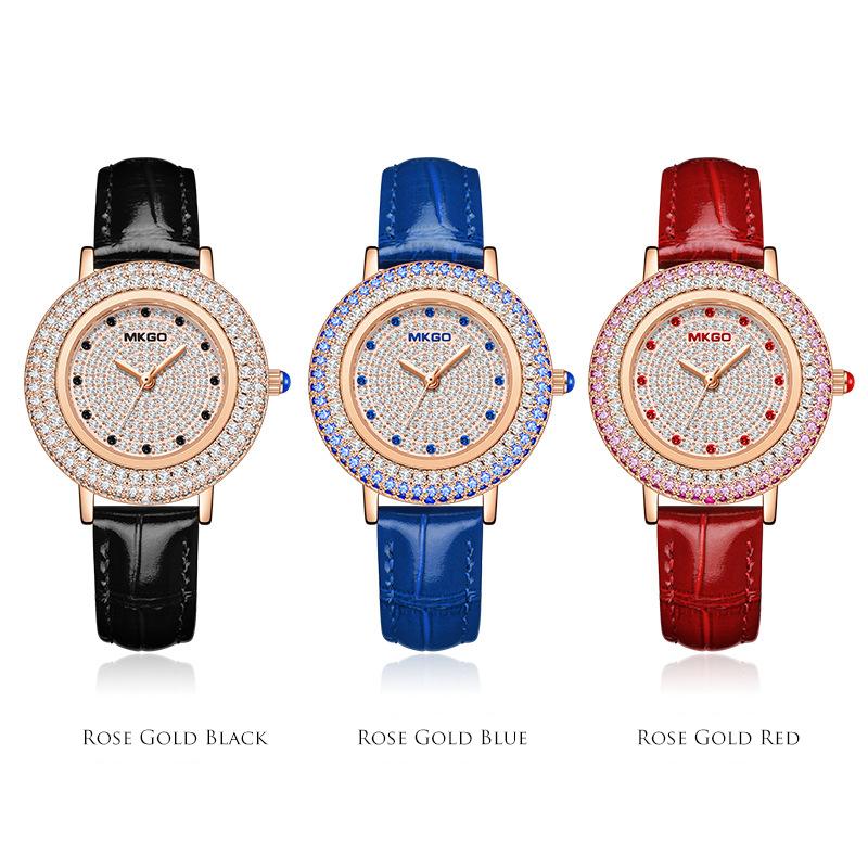 UTHAI W43 New Women's Brand Quartz Watch Luxury Full Diamond Jewelry Crystal Gem Scale Waterproof Leather Band Ladies Watches