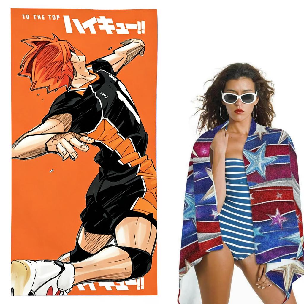 1pc H-Haikyuu H-Hinata Shoyo Print Microfiber Beach Towel Quick Dry Absorbent Sand Free for Beach Gym Bathroom Accessories