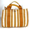 HERMES Border with pouch Cannes PM Tote Bag Hand Bag cotton yellow/White