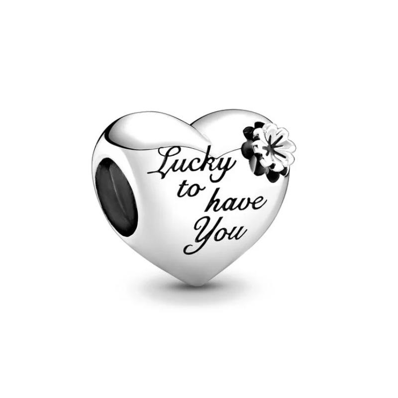 925 Silver Red Heart Duck Mother Charm Beads Fit Original Bracelet Necklace Jewelry Making Gift