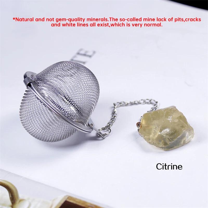 1pc Natural Crystal Stone Practical Tea Infuser Mesh Filter with Chain 304 Stainless Steel Tea Strainer Teapot Spice Kitchenware