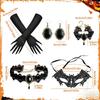 1Pcs Halloween Costume Accessories Cosplay Choker Necklace with Long Gloves Lace Bat Masque with Bracelet and Earrings