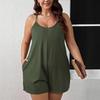 Armee Grün Floral Spaghettiträger Strick Stretch Jumpsuit - Große Größen Damen Vielseitige Sommerkleidung