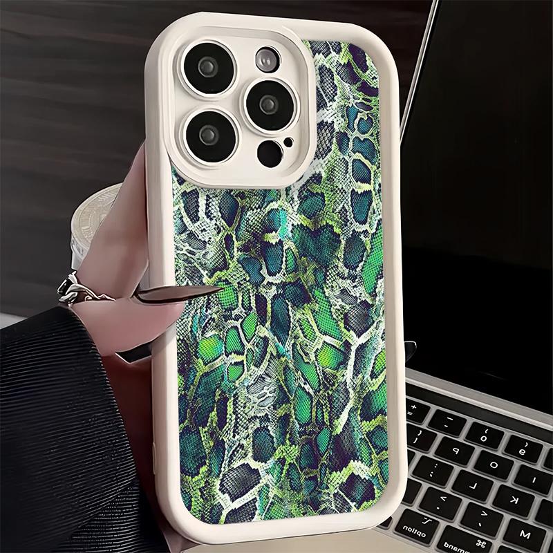 Phone Case for iPhone 17 Air 16E 15 16 Pro Max Fashion Snake Skin Pattern Cover 14 Plus 13 12 Mini Soft Shell Silicone Fundas