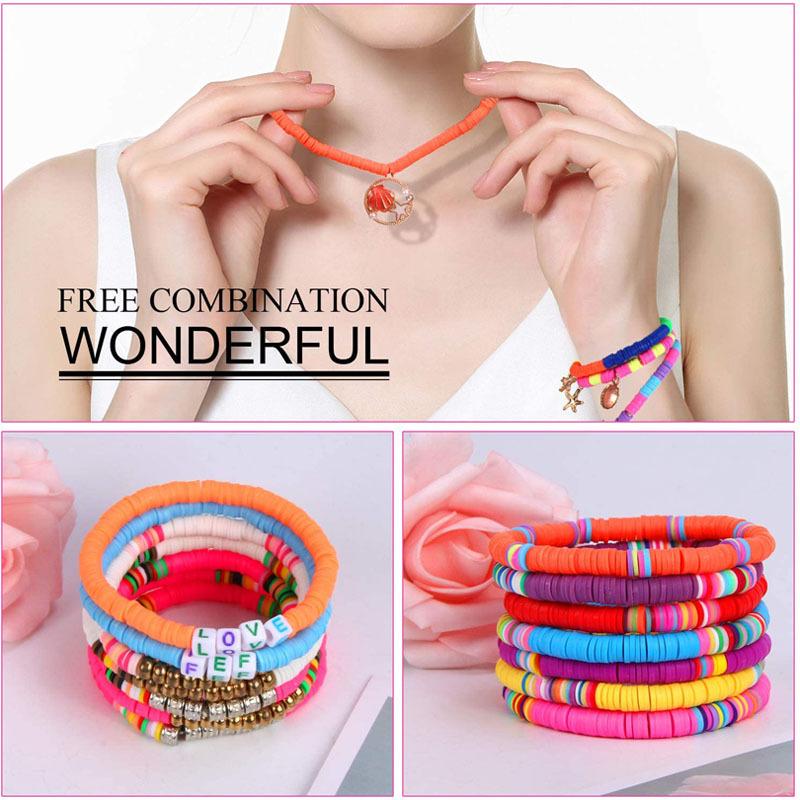 4394PCS/BOX 6MM Polymer Clay Beads Set Rainbow Color Clay Flat Chips Beads Bracelet Making Set DIY Boho Jewelry Materials Accessories Kit