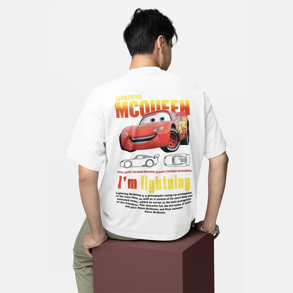 Men's T-shirt, Disney McQueen Men's Short-sleeved, 100% Pure Cotton Casual, Sporty and Trendy Street Men's Clothing