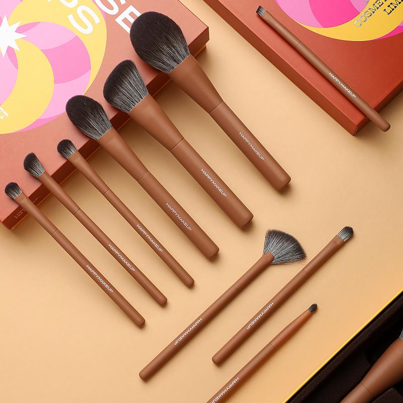 HMU Blind Drop Shipping Soft 12pcs Pink Wood Handle Good Quality Custom Logo Makeup Brushes Set