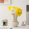 Chinese style Ceramic Gradient Color Wide Mouth Vase, Home Dining Table Living Room Bedroom Office Accessories, Flower Ware, 1Pc