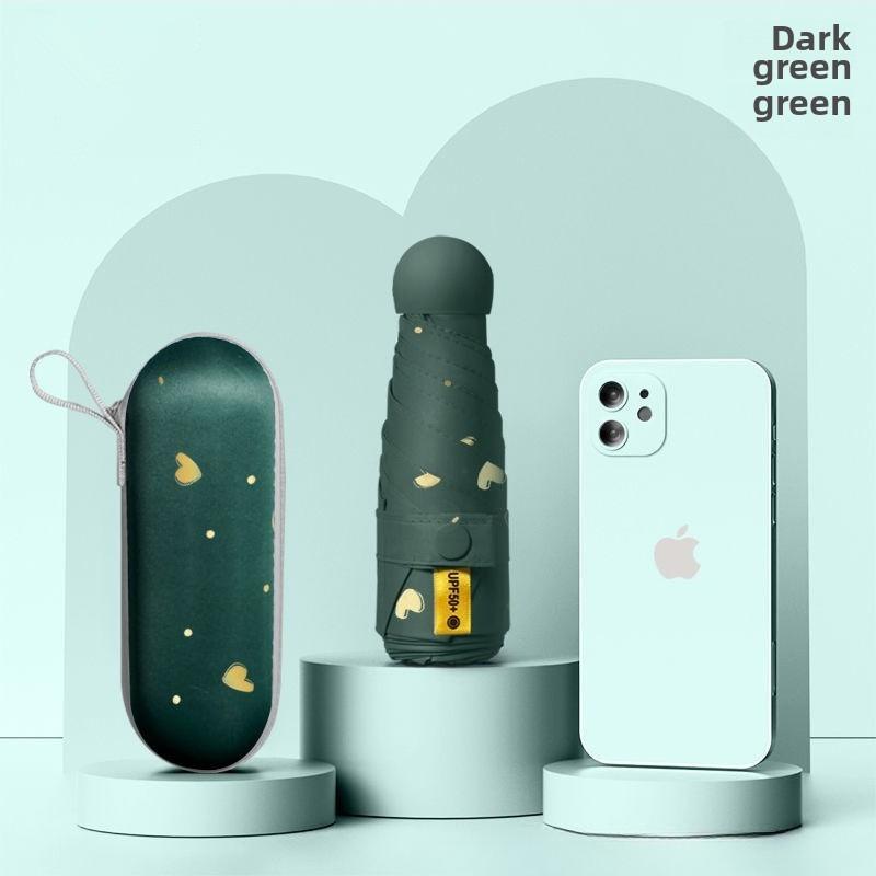 

Солнцезащитный зонт Маленький зонт, складывающийся на 50%, Студенческий зонт-капсула, Солнцезащитный зонт от солнца metal-fiber composite&8K