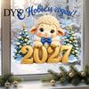 Reusable Glass Stickers Russian New Year Lamb Window Cling, Cartoon Sheep Static Sticker, Transparent Graphics PVC Decal for Holiday Home and