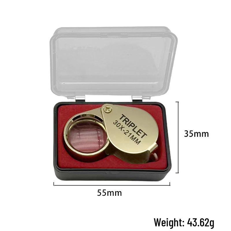 30x21mm High Magnification All-Metal Folding Magnifying Glass for Jewelry, Jadeite, Coins, and Antiques
