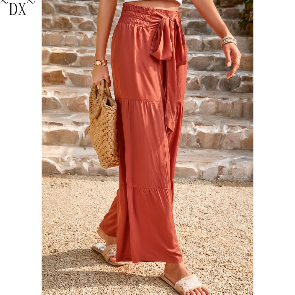 DX~~ Independent Station Casual Pants Women's Summer Loose Casual Wide Leg Solid Color Trousers