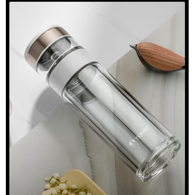 TOMIC Portable Double-Wall Glass Tea Tumbler