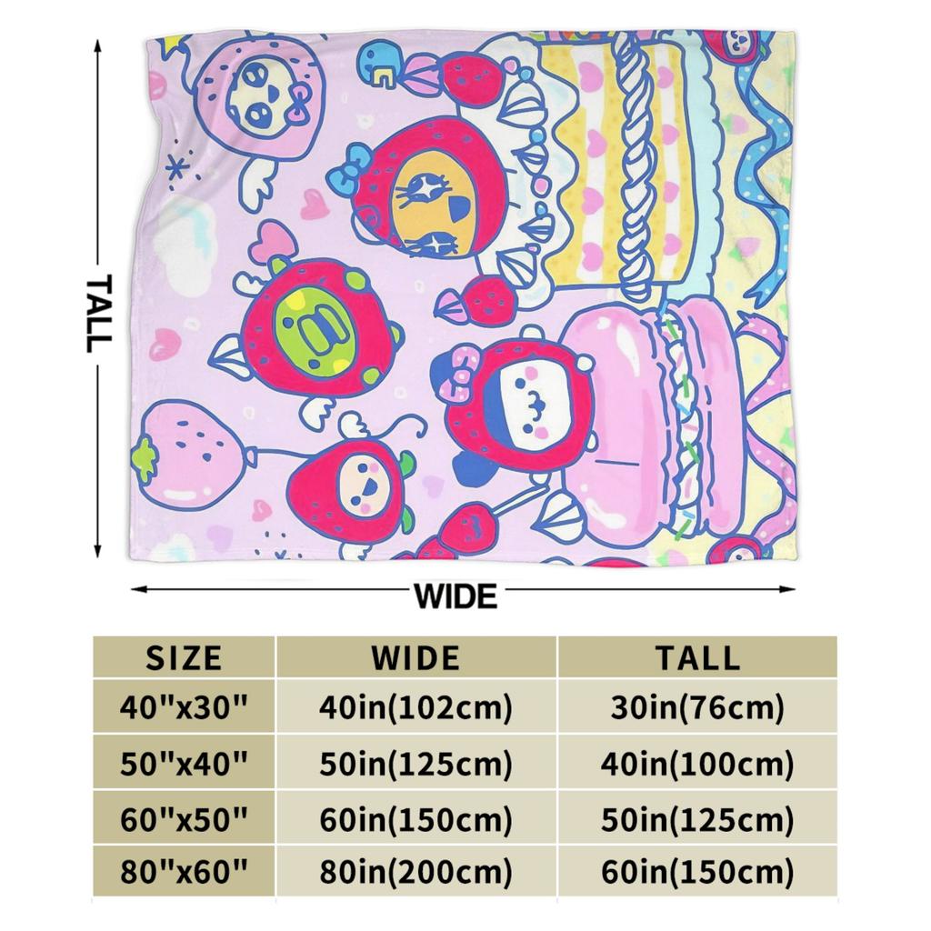 Japanese Cartoon Tamagotchis Blanket Cover Flannel Lightweight Thin Throw Blanket for Airplane Travel Bedspread