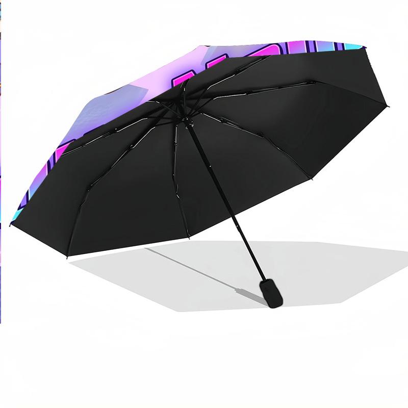8 Rib Auto Folding Umbrella Kpop Demon Hunters Print Custom Name Text Portable Rain Gear