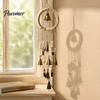 Natural Log Beads Hanging Ornament Vintage Metal Wind Chimes with Bells And Wishing Bottle, Rustic Witch Small for Windows Wood Ring, Bohemian